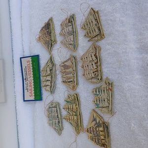 Decorative sailing vessels ornaments  set of 10 die cut from1979